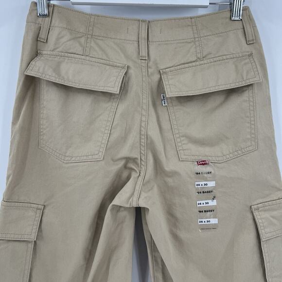 Levi's 94 Baggy Cargo Utility‎ Pants Tan Khaki High Rise Women’s Size 26 W26 L30 - Picture 6 of 11